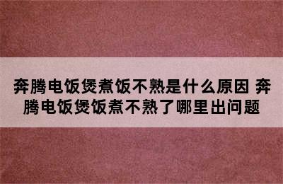 奔腾电饭煲煮饭不熟是什么原因 奔腾电饭煲饭煮不熟了哪里出问题